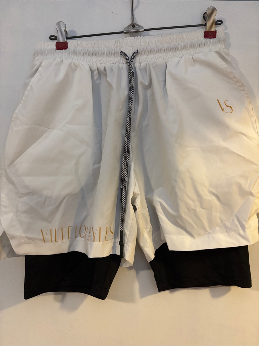 Men’s White Athletic Shorts with Black Inner Liner